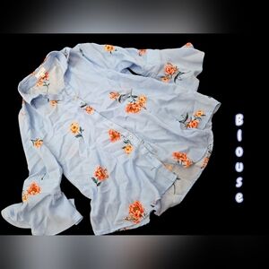 *0984 Mine pretty floral blouse ladies M